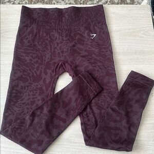 GYMSHARK adapt Maroon Animal Print Leggings